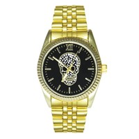 Luxusní dámské hodinky Lebka Halloween Gold