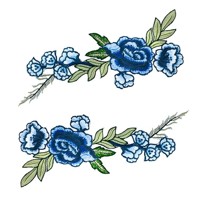 Módne Nášivky na oblečení - Kvety Ruže modre - Sada 2 ks