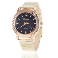 Luxusné dámske hodinky Geneva Zlate s Zirkony (BZCyrB)