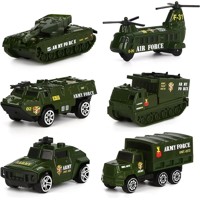 Sada 6 kusov vojenských kovových vozidiel autičiek
