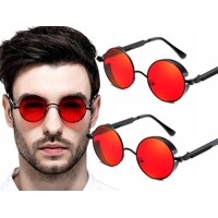 Slnečné Retro Okuliare Lenonky Steampunk Premium - červene