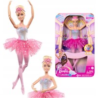 Mattel Barbie Svetelná Magicka Ballerina s ružovou sukňou HLC25