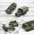 Sada 6 kusov vojenských kovových vozidiel autičiek